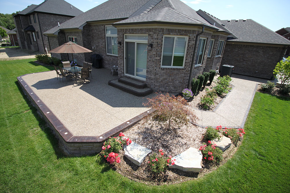 Exposed aggregate patio with walkway in Shelby Township, MI