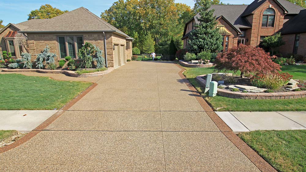 Exposed Aggregate Driveway with Border in Chesterfield Township, MI