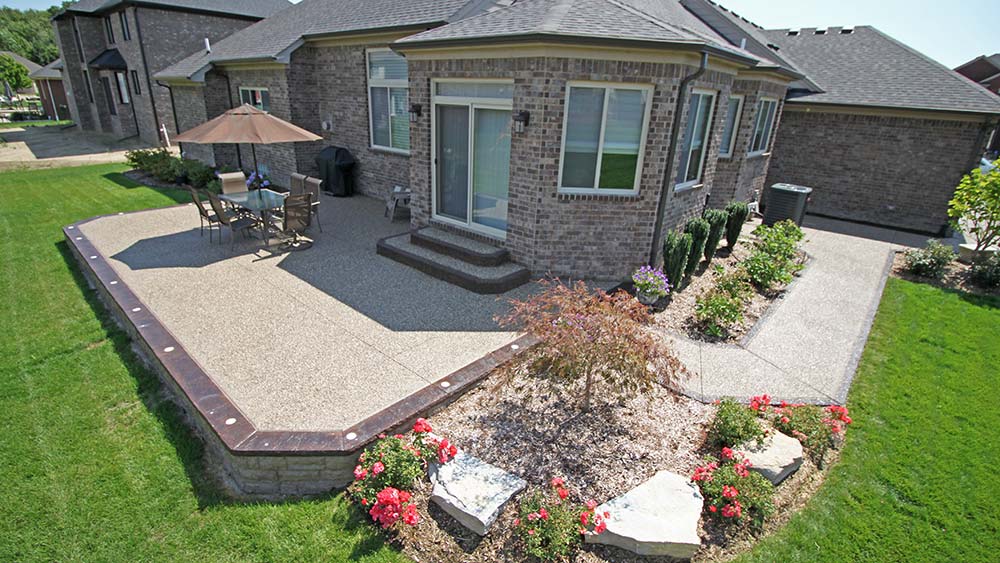 Exposed Aggregate Patio with Walkway in Macomb Township, Michigan