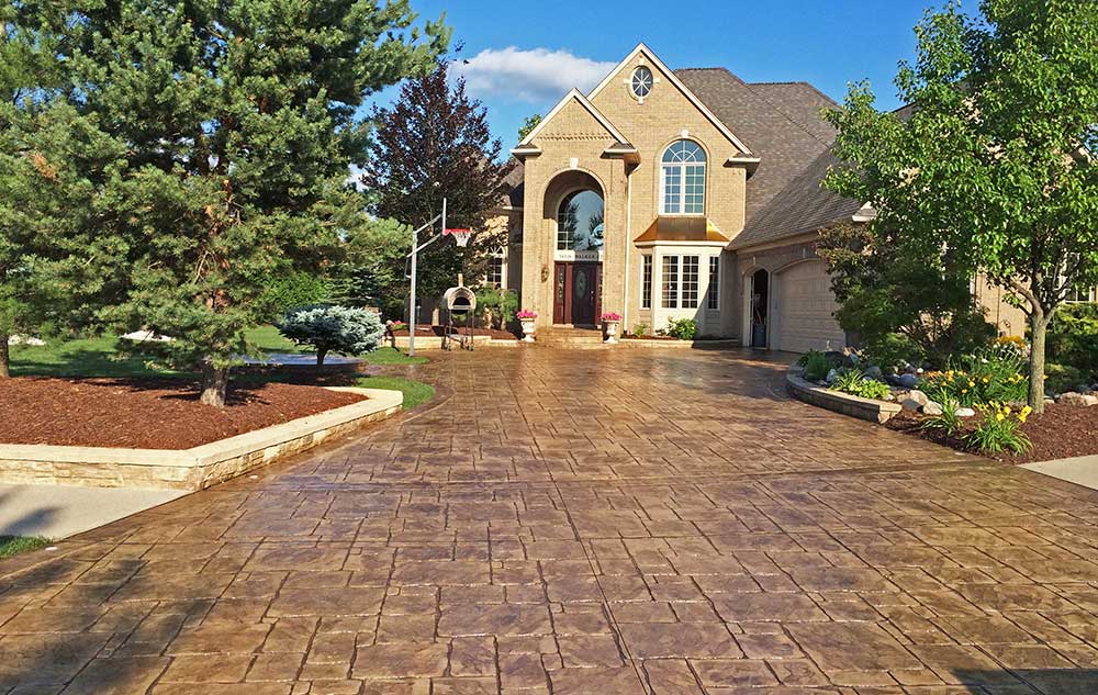 Stamped And Stained Concrete Driveway in Chesterfield Township, MI