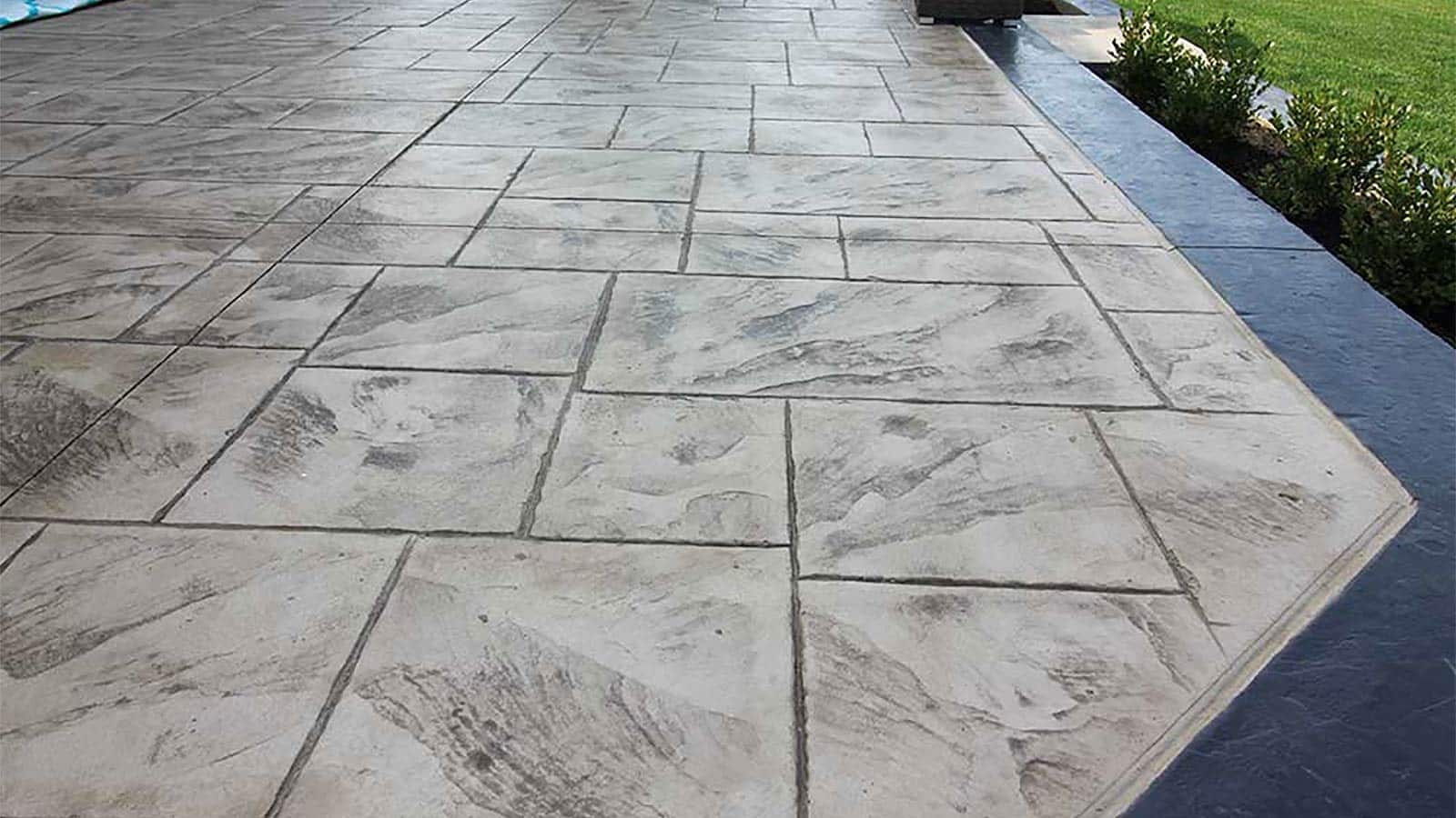 Ashlar Slate concrete stamp pattern in Shelby Township Concrete Showroom