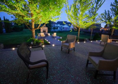Exposed Aggregate Patio with Lights