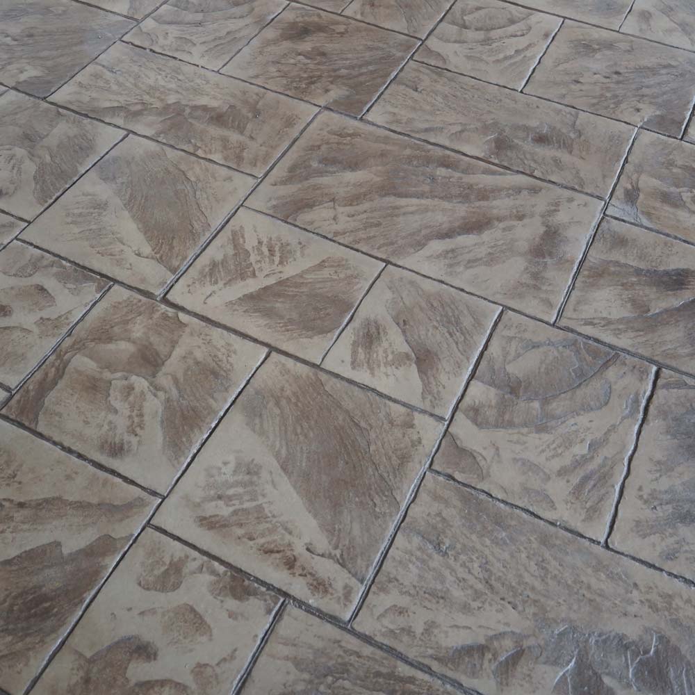 Ashlar Slate concrete stamp pattern in Shelby Township Concrete Showroom